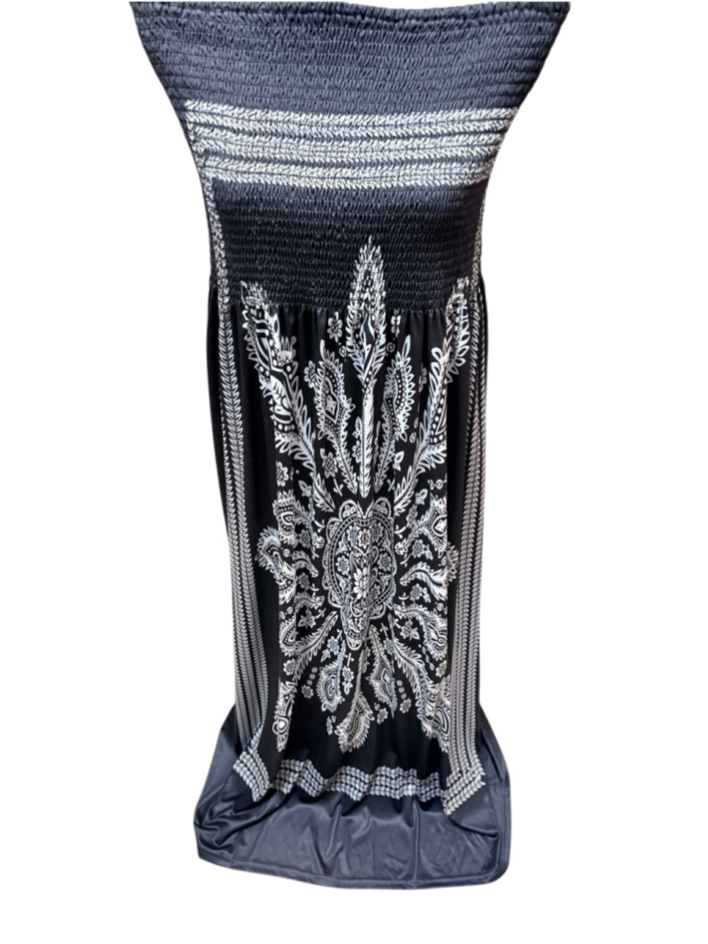 Venus Convertible Boho Paisley Bandeau Tube Dress Size 1X Black/White